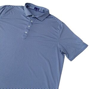 Stitch‎ Golf Blue Navy Stripe Polo 2XL Prestonwood Country Club 4-Way Stretch